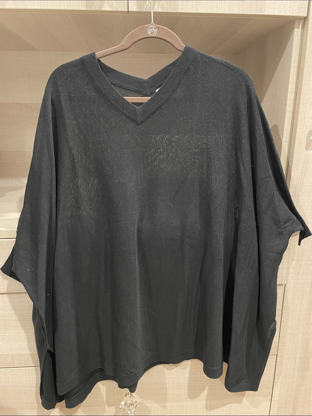 Women’s Black Lightweight Poncho top With Short Sleeves